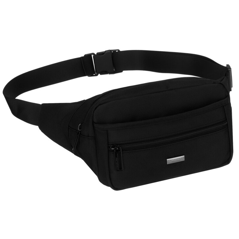 Czarna saszetka męska, jednokomorowa z trzema dodatkowymi kieszeniami - Peterson