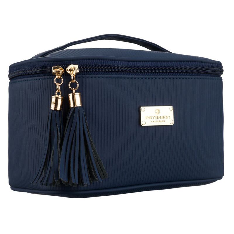 Granatowa kosmetyczka z tkaniny syntetycznej z poręcznym uchwytem - Peterson Granatowa kosmetyczka z tkaniny syntetycznej z poręcznym uchwytem - Peterson