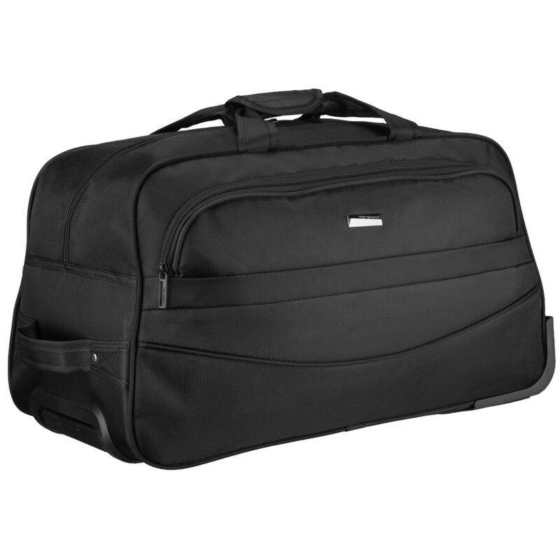 Cestovná taška na kolieskach s výsuvnou rukoväťou z polyesteru v čiernej farbe – Peterson s praktickým riešením