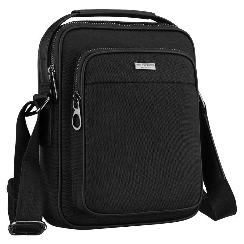 Czarna listonoszka męska mała saszetka na ramię - Peterson