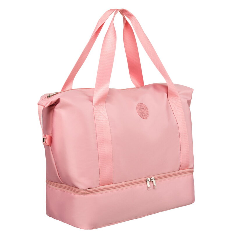 Ružová víkendová taška z odolného polyesteru s pohodlnými rúčkami – Peterson