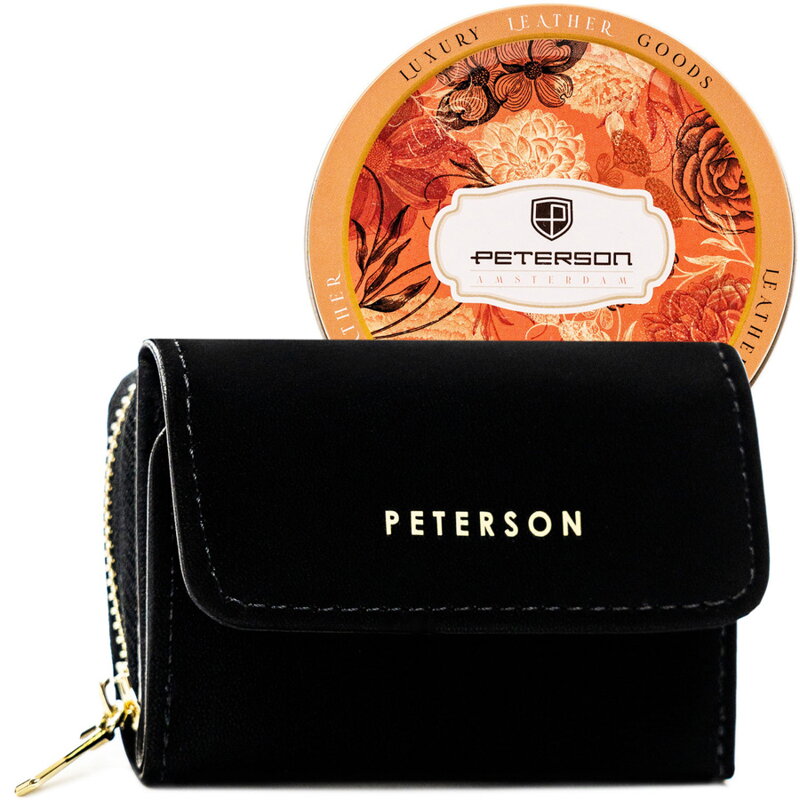 Malá dámska peňaženka na patent so zlatými detailmi – Peterson