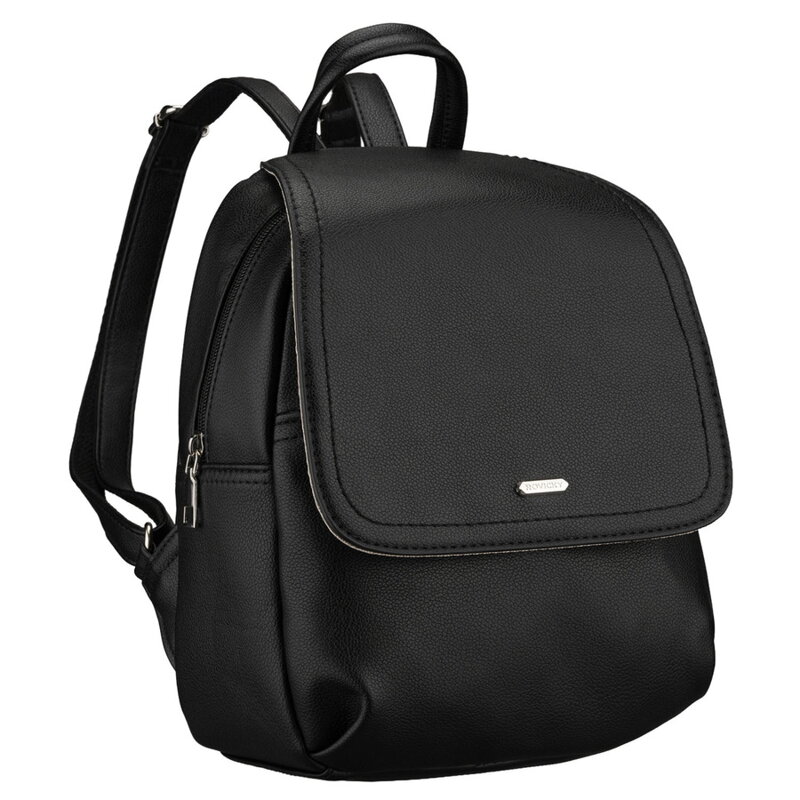 Czarny, miejski plecak damski ze skóry ekologicznej - Rovicky