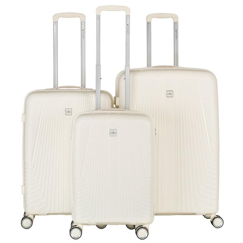 Zestaw walizek podróżnych z tworzywa ABS w beżowym kolorze - Peterson