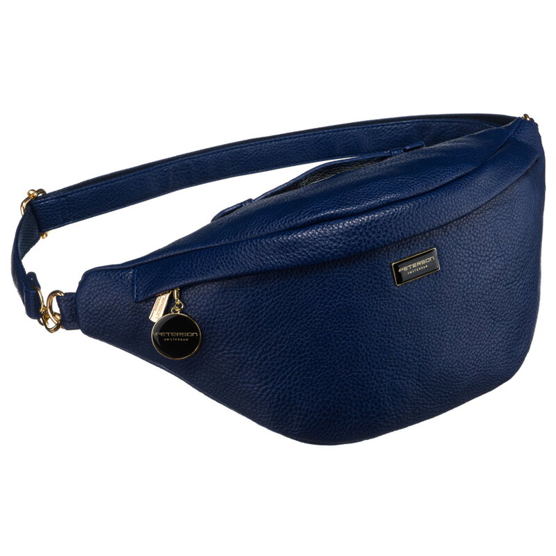 Granatowa sportowa nerka damska ze skóry ekologicznej saszetka na biodra lub na ramię crossbody Peterson Granatowa sportowa nerka damska ze skóry ekologicznej saszetka na biodra lub na ramię crossbody Peterson