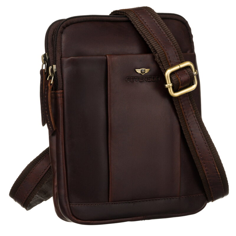 Kožená pánska crossbody taška v hnedej farbe - Peterson