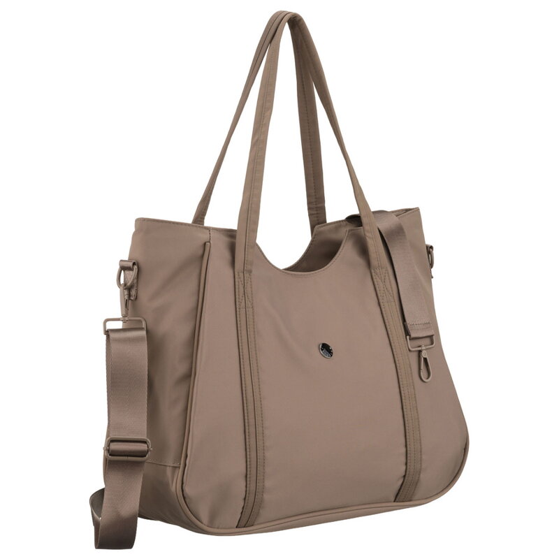 Shopperka damska z poliestru w beżowym kolorze, jednokomorowa i zamykana suwakiem - Peterson