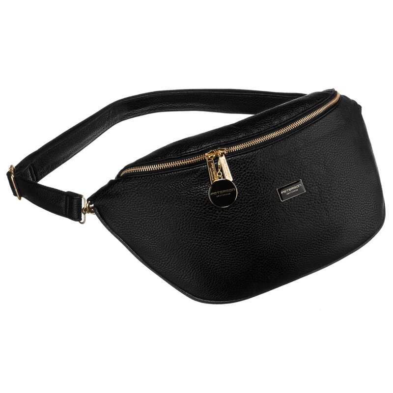 Duża czarna saszetka damska z eko skóry nerka na biodra lub na ramię crossbody Peterson Duża czarna saszetka damska z eko skóry nerka na biodra lub na ramię crossbody Peterson