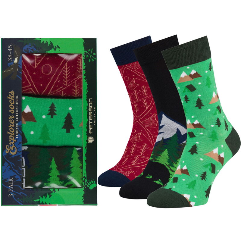 Zestaw skarpet męskich w rozmiarze 38-44 we wzory z motywem outdoor - Peterson
