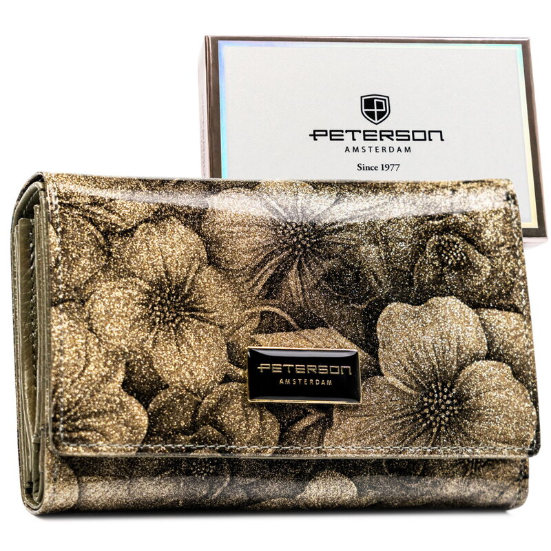 Zlatá, dámska peňaženka s pravou a umelou kožou - Peterson