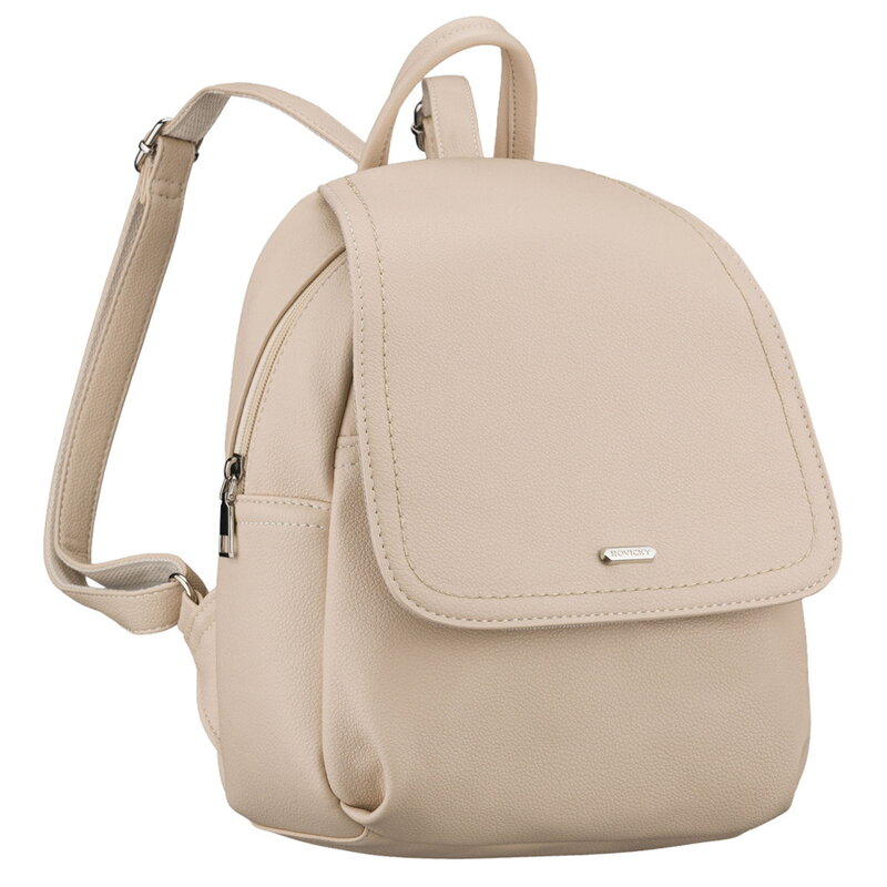 Miejski plecak damski ze skóry ekologicznej w ciemnobeżowym kolorze - Rovicky