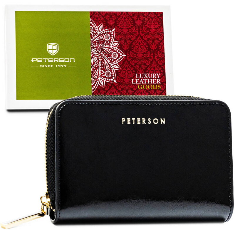 Čierna kožená peňaženka s RFID sponou - Peterson Čierna kožená peňaženka s RFID sponou - Peterson