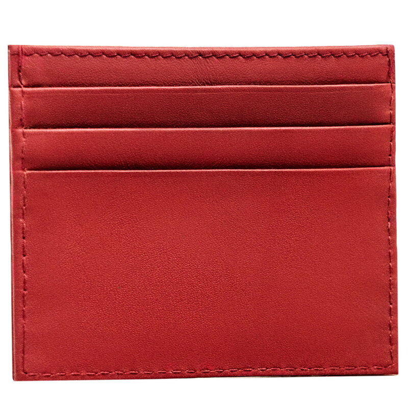Eleganckie, czerwone etui na karty ze skóry naturalnej