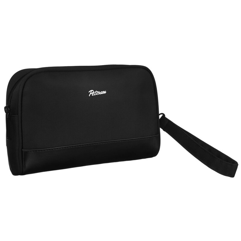 Elegancka nerka męska z poliestru i skóry ekologicznej w czarnym kolorze - Peterson Elegancka nerka męska z poliestru i skóry ekologicznej w czarnym kolorze - Peterson