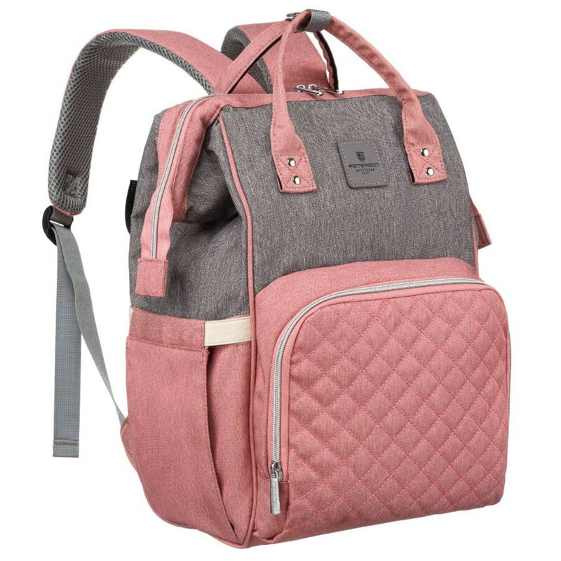 Dámsky ruksak typu mommy bag v šedo-ružovej farbe - Peterson Dámsky ruksak typu mommy bag v šedo-ružovej farbe - Peterson
