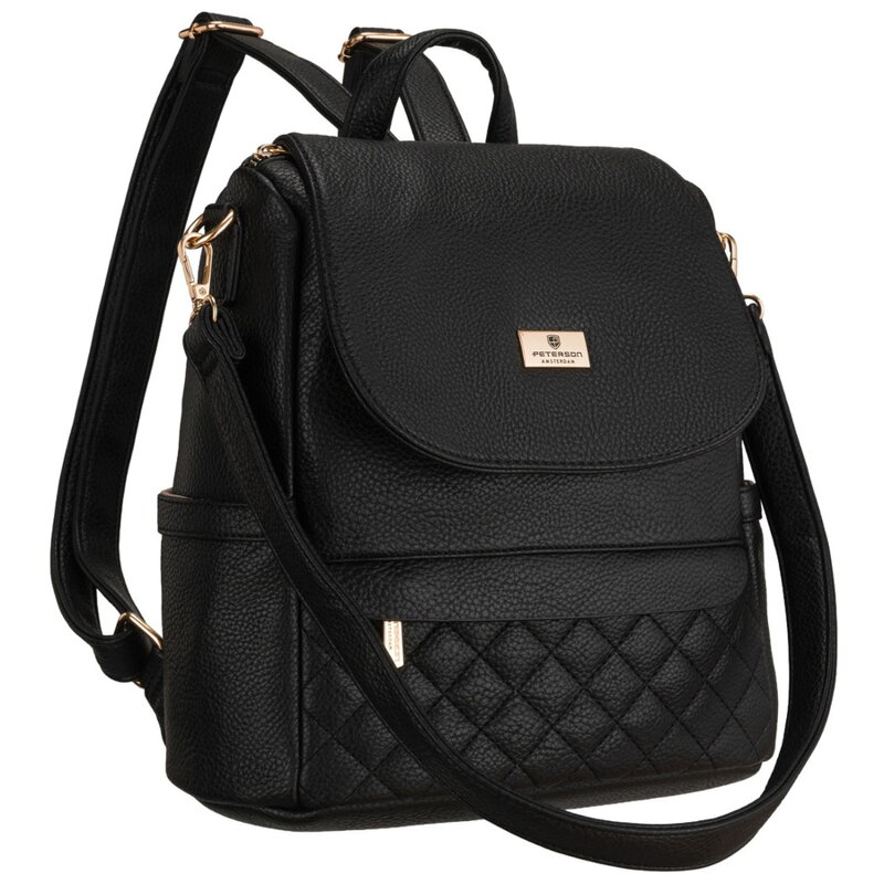 Malý čierny dámsky mestský ruksak z ekologickej kože