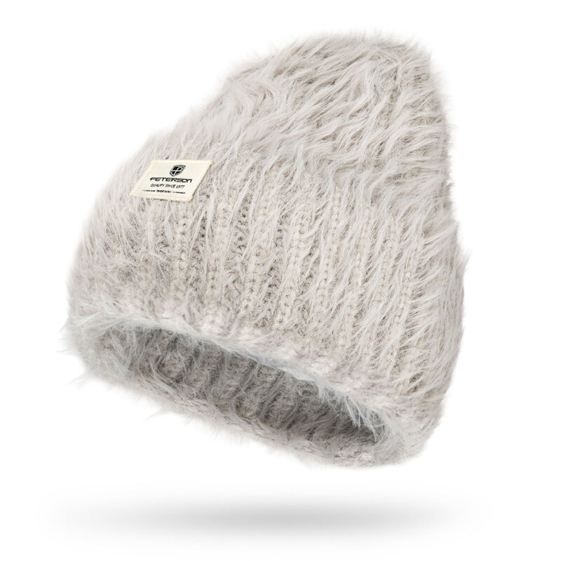 Zimowa, szara czapka damska beanie wykonana z nylonu - Peterson Zimowa, szara czapka damska beanie wykonana z nylonu - Peterson