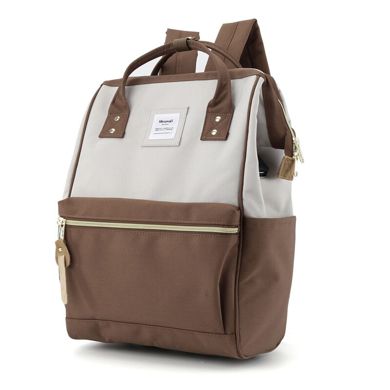 Klasyczny, modny plecak w brązowo-szarym kolorze na laptopa z portem USB - Himawari