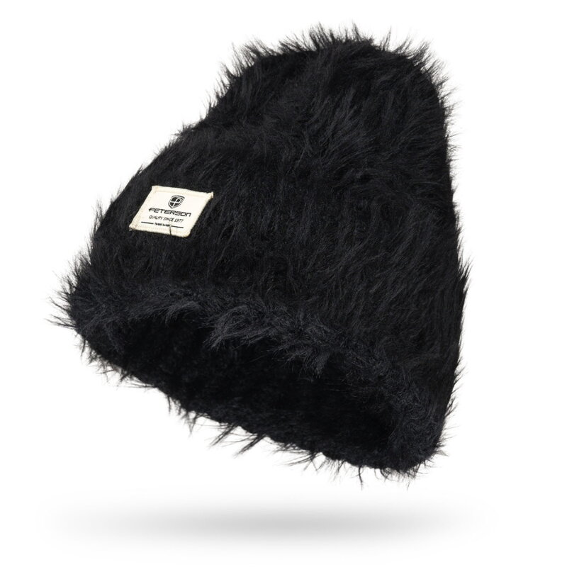 Zimowa czapka damska beanie w czarnym kolorze wykonana z nylonu - Peterson Zimowa czapka damska beanie w czarnym kolorze wykonana z nylonu - Peterson
