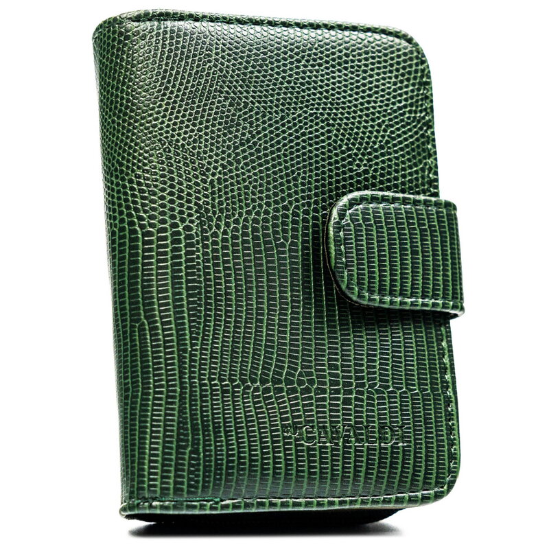 Zielony portfel damski ze skóry ekologicznej z tłoczonym wzorem skóry krokodyla - 4U Cavaldi