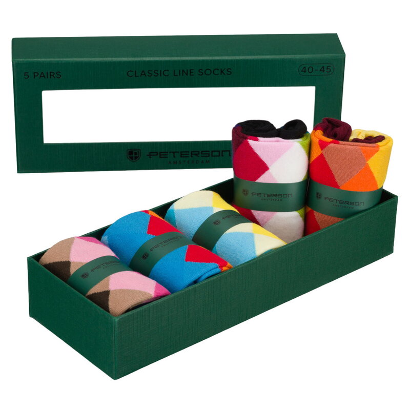 Zestaw 5 par skarpet męskich w rozmiarze 40-45 wykonanych z bawełny i poliestru - Peterson