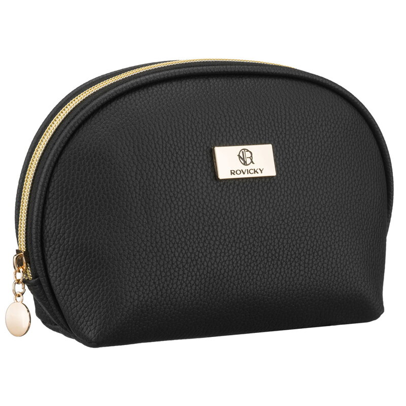Czarna kosmetyczka ze skóry ekologicznej zamykana suwakiem - Rovicky