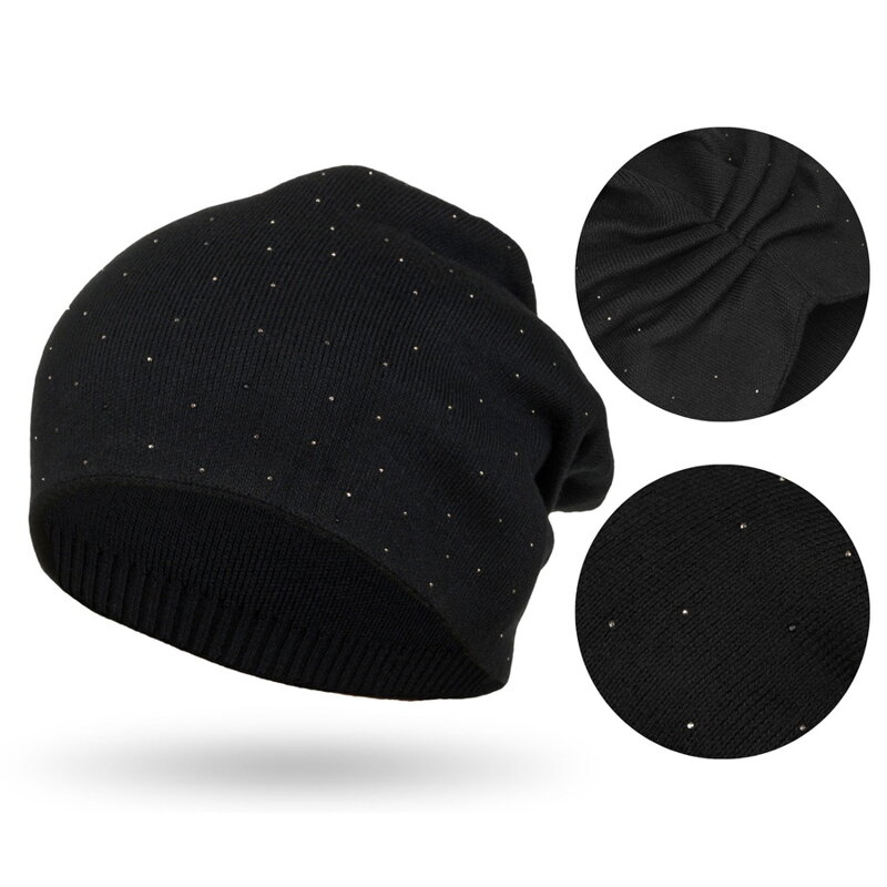 Ciepła czapka slouchy damska z kryształkami - Peterson Ciepła czapka slouchy damska z kryształkami - Peterson