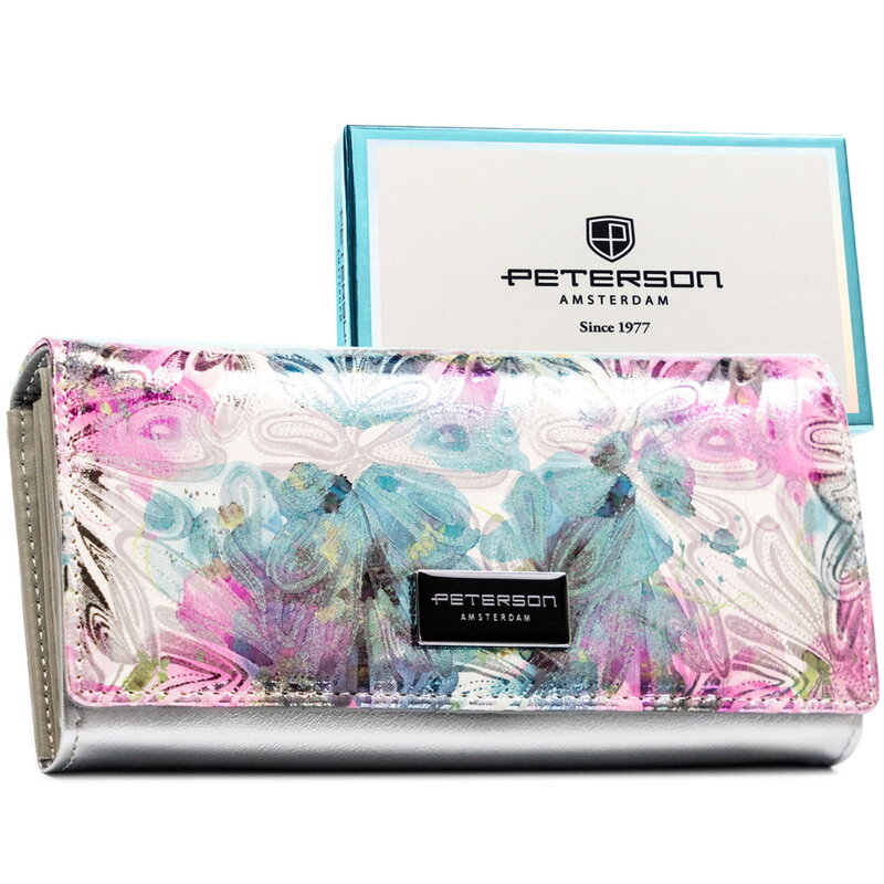 Elegancki, wielokolorowy portfel ze skóry ekologicznej i naturalnej - Peterson Elegancki, wielokolorowy portfel ze skóry ekologicznej i naturalnej - Peterson