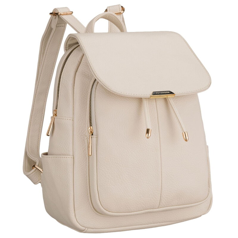 Malý béžový dámsky mestský ruksak z ekologickej kože