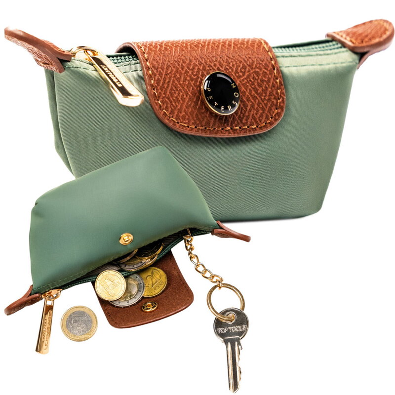 Jasnozielone etui na klucze z poliestru i skóry ekologicznej - Peterson