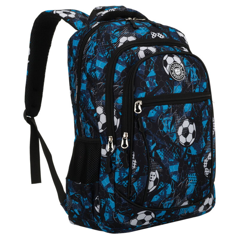 Szkolny tornister z poliestru pokryty wzorem w piłkę nożną - Peterson