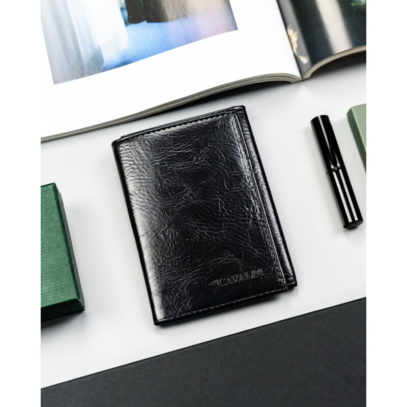 Czarne etui na karty ze skóry ekologicznej - 4U Cavaldi