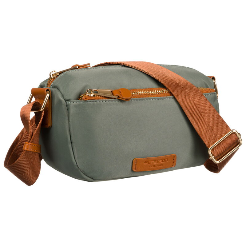 Dámska crossbody kabelka z nylonu v zeleno-hnedej farbe na nastaviteľnom popruhu – Peterson
