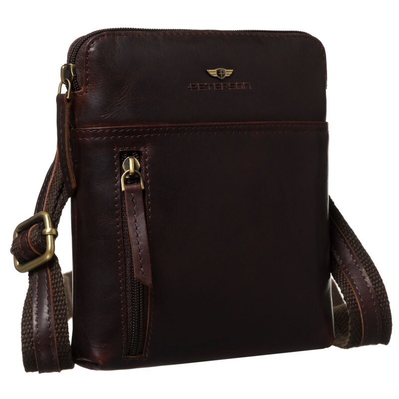 Skórzana listonoszka męska w brązowym kolorze - Peterson