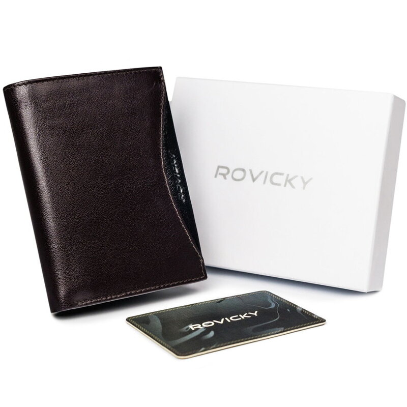 Veľká, originálna pánska peňaženka z prírodnej kože, RFID — Rovicky