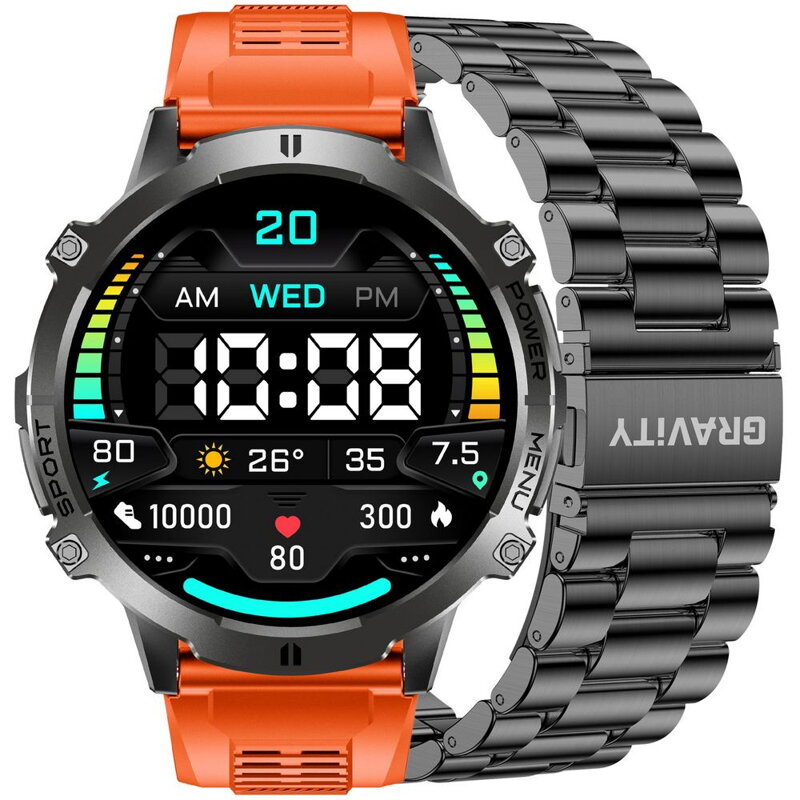 SMARTWATCH MĘSKI GRAVITY GT42-5 - AMOLED, DODATKOWA BRANSOLETA (sg056e)