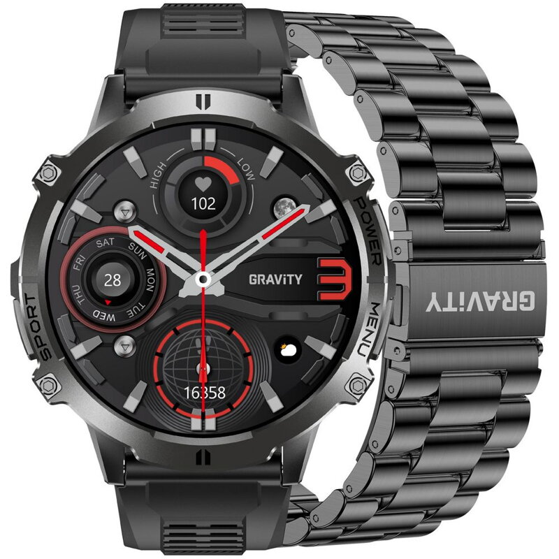 SMARTWATCH MĘSKI GRAVITY GT42-1 - AMOLED, DODATKOWA BRANSOLETA (sg056a)