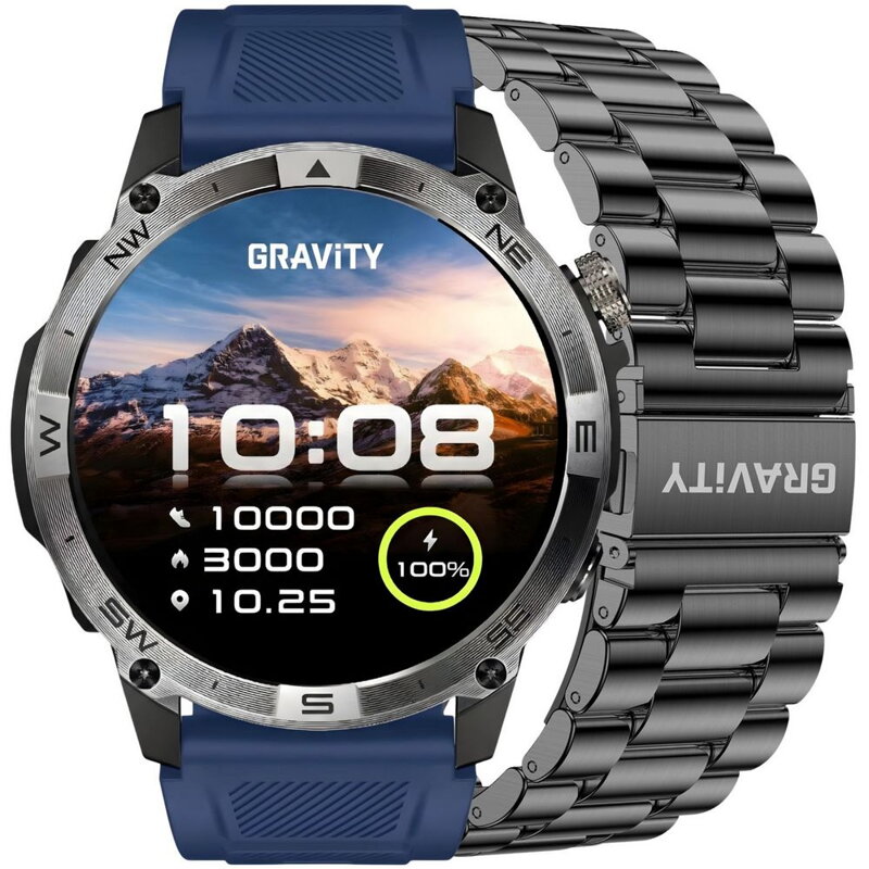 SMARTWATCH MĘSKI GRAVITY GT46-2 - AMOLED, DODATKOWA BRANSOLETA(sg055b)