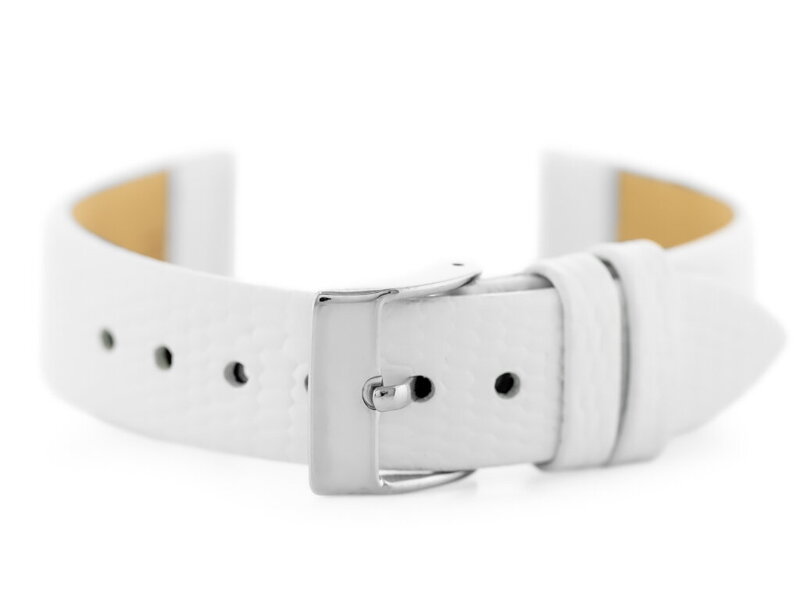 Kožený remienok W107 - white/silver 18mm