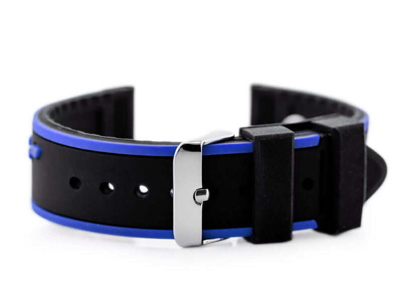 Gumový remienok na hodinky U06 - black/granat - 24mm Gumový remienok na hodinky U06 - black/granat - 24mm