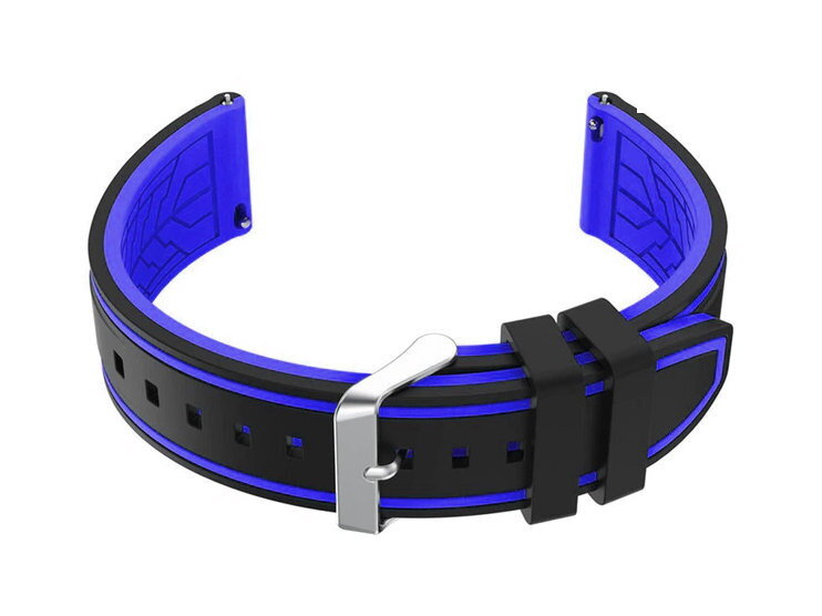 Gumový remienok na hodinky U14 - black/blue - 24mm Gumový remienok na hodinky U14 - black/blue - 24mm