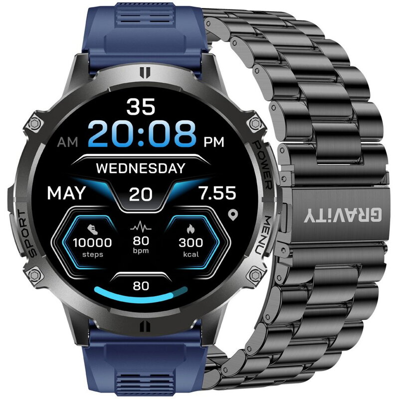 SMARTWATCH MĘSKI GRAVITY GT42-2 - AMOLED, DODATKOWA BRANSOLETA (sg056b)