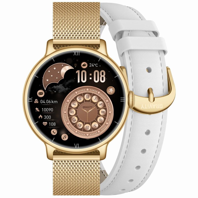 SMARTWATCH DAMSKI GRAVITY GT33-2 - AMOLED, DODATKOWY PASEK (sg048b)