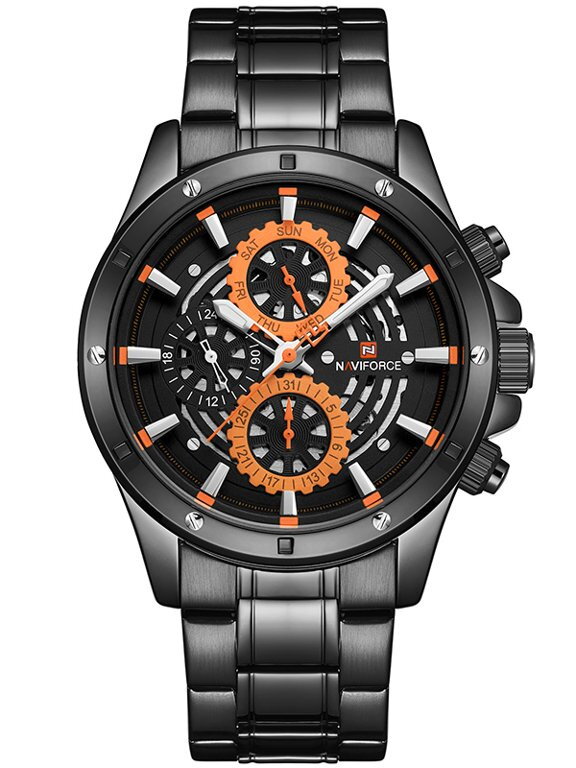Hodinky pánske NAVIFORCE - NF9149 (zn090a) black / orange + BOX