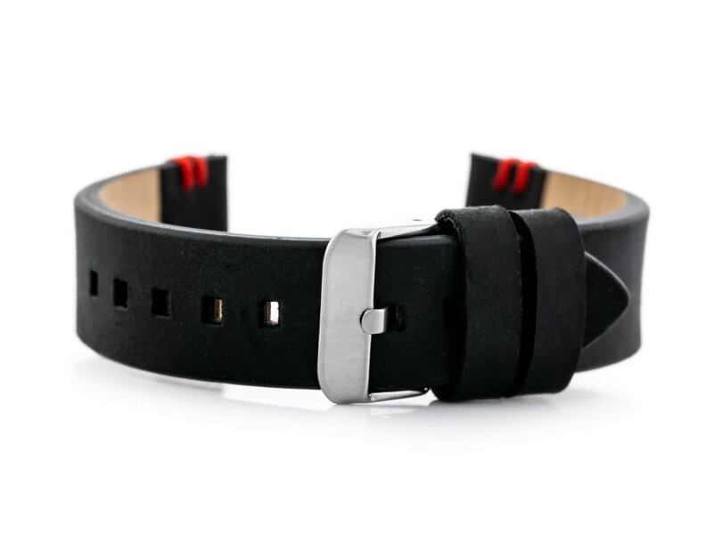 Kožený remienok W110 - black/red- 20mm