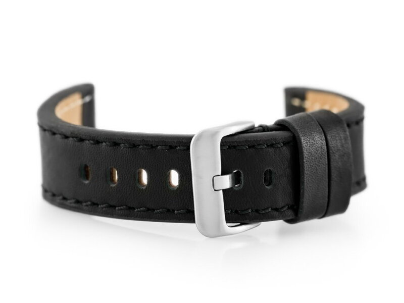 Kožený remienok W48 - PREMIUM - black/black - 22mm Kožený remienok W48 - PREMIUM - black/black - 22mm