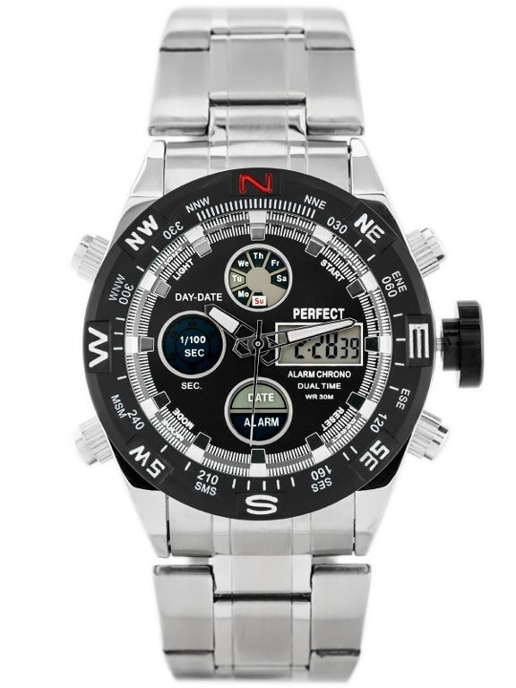 Hodinky pánske PERFECT ZEUS - A890 (zp257b) - silver/black