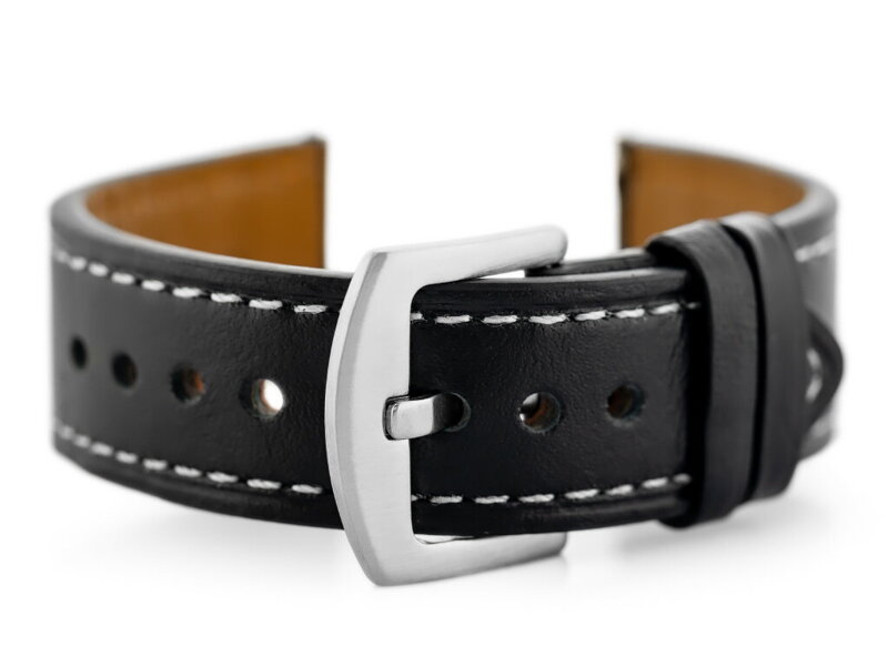 Kožený remienok W81 - black/white 22mm Kožený remienok W81 - black/white 22mm
