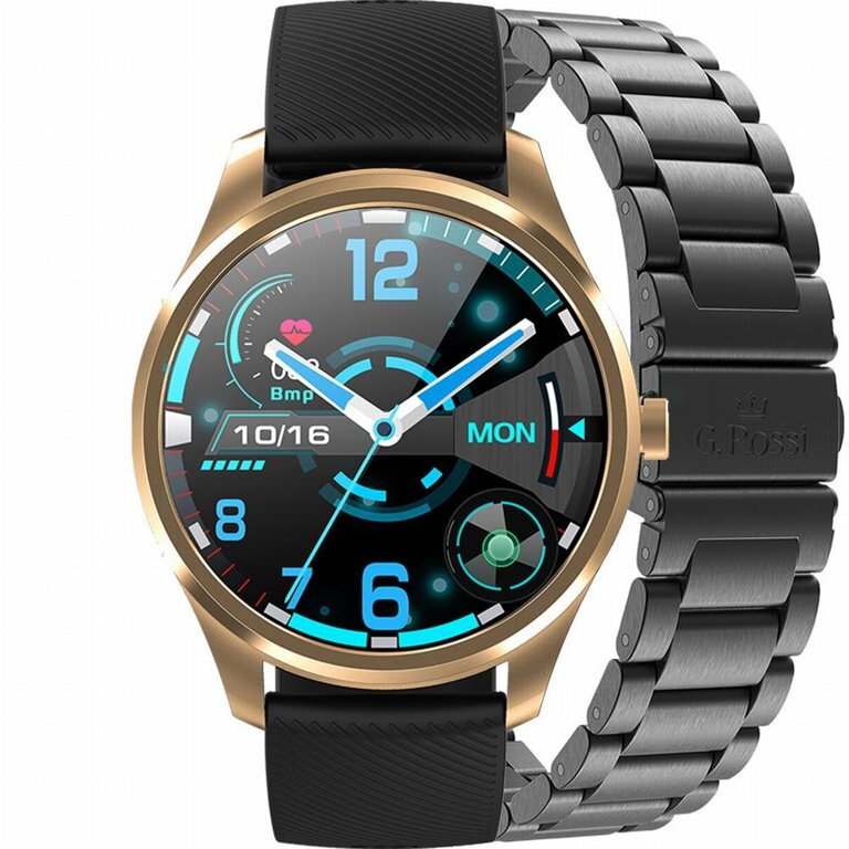 SMARTWATCH pánske G. Rossi SW012-4 gold/black + navyše náramok (sg007d)