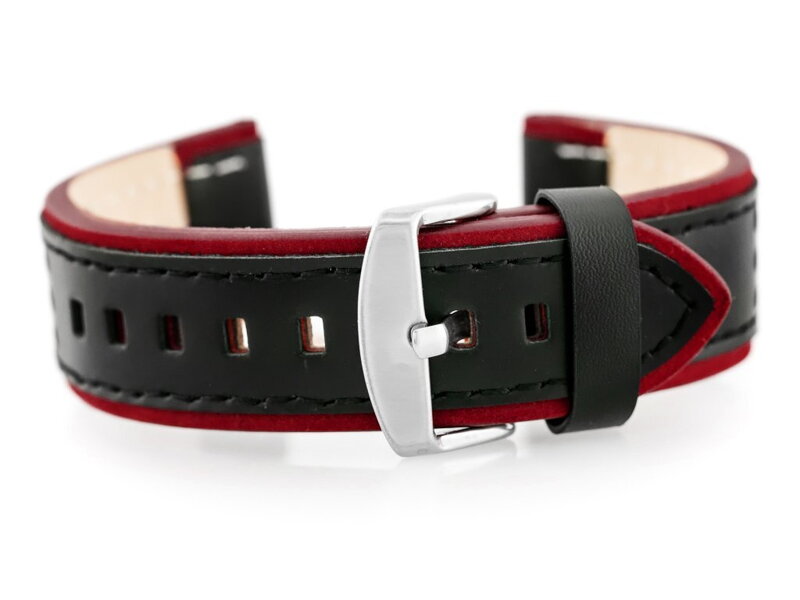 Kožený remienok W80 black/bordové 24mm Kožený remienok W80 black/bordové 24mm